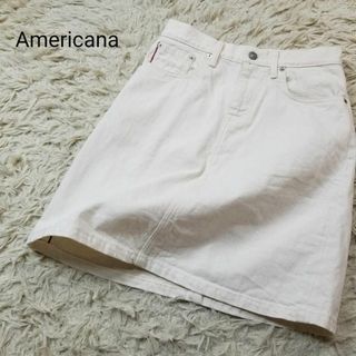 アメリカーナ(AMERICANA)のアメリカーナ5ポケット台形ホワイトデニムミニスカート27オフホワイト(ひざ丈スカート)