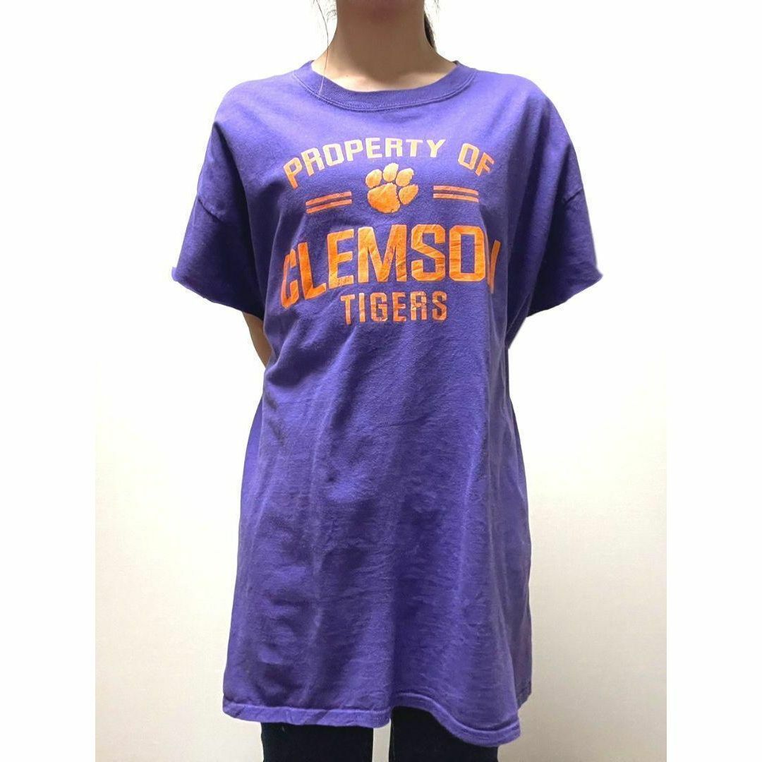 Hanes(ヘインズ)のヘインズ Tシャツ CLEMSON パープル 紫 XL 古着 メンズのトップス(Tシャツ/カットソー(半袖/袖なし))の商品写真