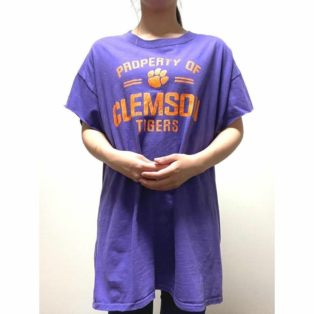 Hanes(ヘインズ)のヘインズ Tシャツ CLEMSON パープル 紫 XL 古着 メンズのトップス(Tシャツ/カットソー(半袖/袖なし))の商品写真