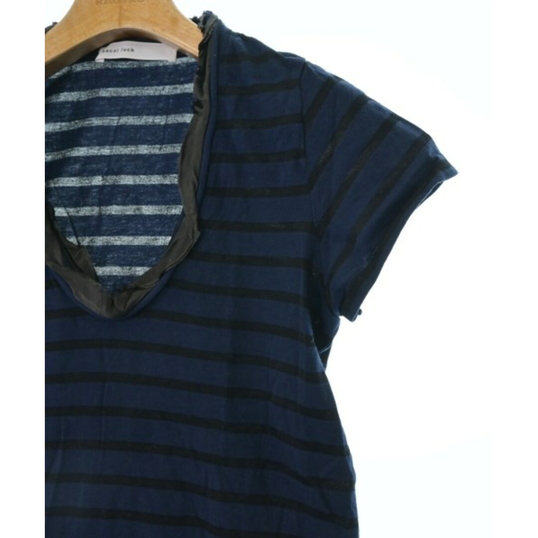 sacai luck(サカイラック)のsacai luck Tシャツ・カットソー 1(S位) 紺x黒(ボーダー) 【古着】【中古】 レディースのトップス(カットソー(半袖/袖なし))の商品写真