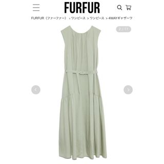 FURFUR アシンメトリーノースリーブワンピース　フリーサイズ