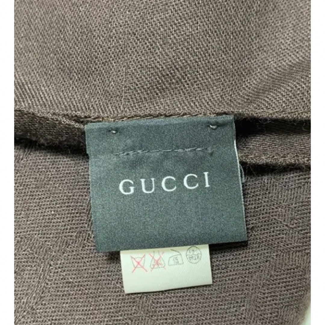 Gucci - 【良品】GUCCI GG柄 大判 ショール ブラウン ウール/シルク製