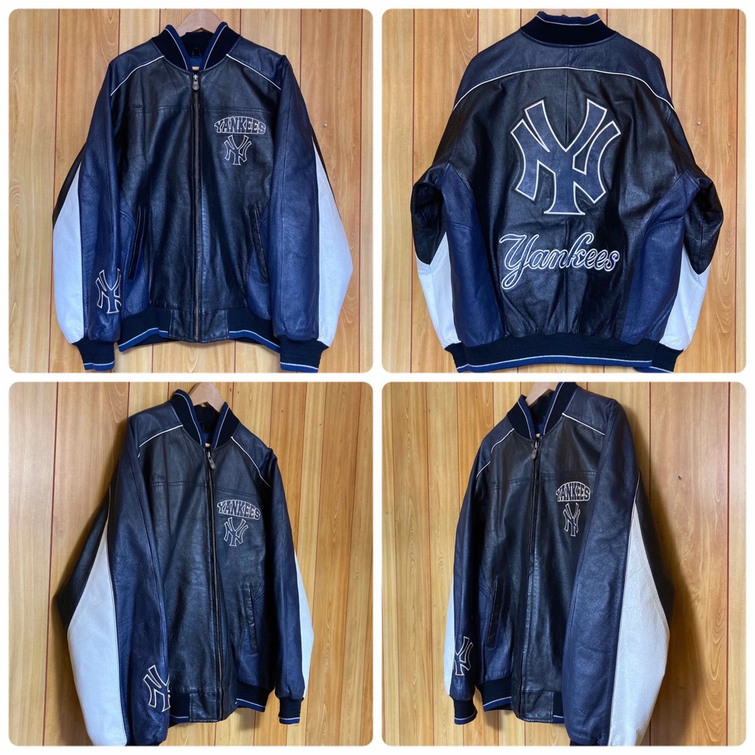 YANKEES ヤンキース XL 本革 レザージャケットブルゾン 刺繍-
