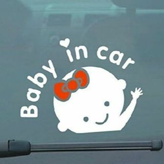 Baby in car 『女の子』 リボン 赤ちゃんが乗っています 車ステッカー(その他)