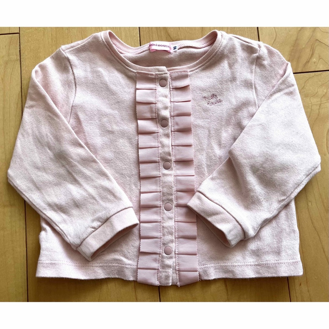 mikihouse(ミキハウス)のミキハウス カーディガン ピンク 90cm キッズ/ベビー/マタニティのキッズ服女の子用(90cm~)(カーディガン)の商品写真