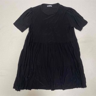 ザラ(ZARA)のZARA ザラ ティアードワンピース ブラック Sサイズ(ひざ丈ワンピース)