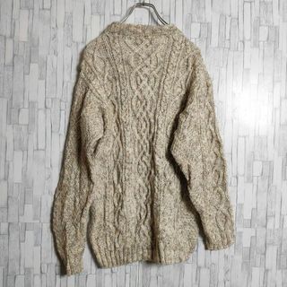 古着】ウール素材 アランセーター ケーブル編み 縄編み ハンドニット