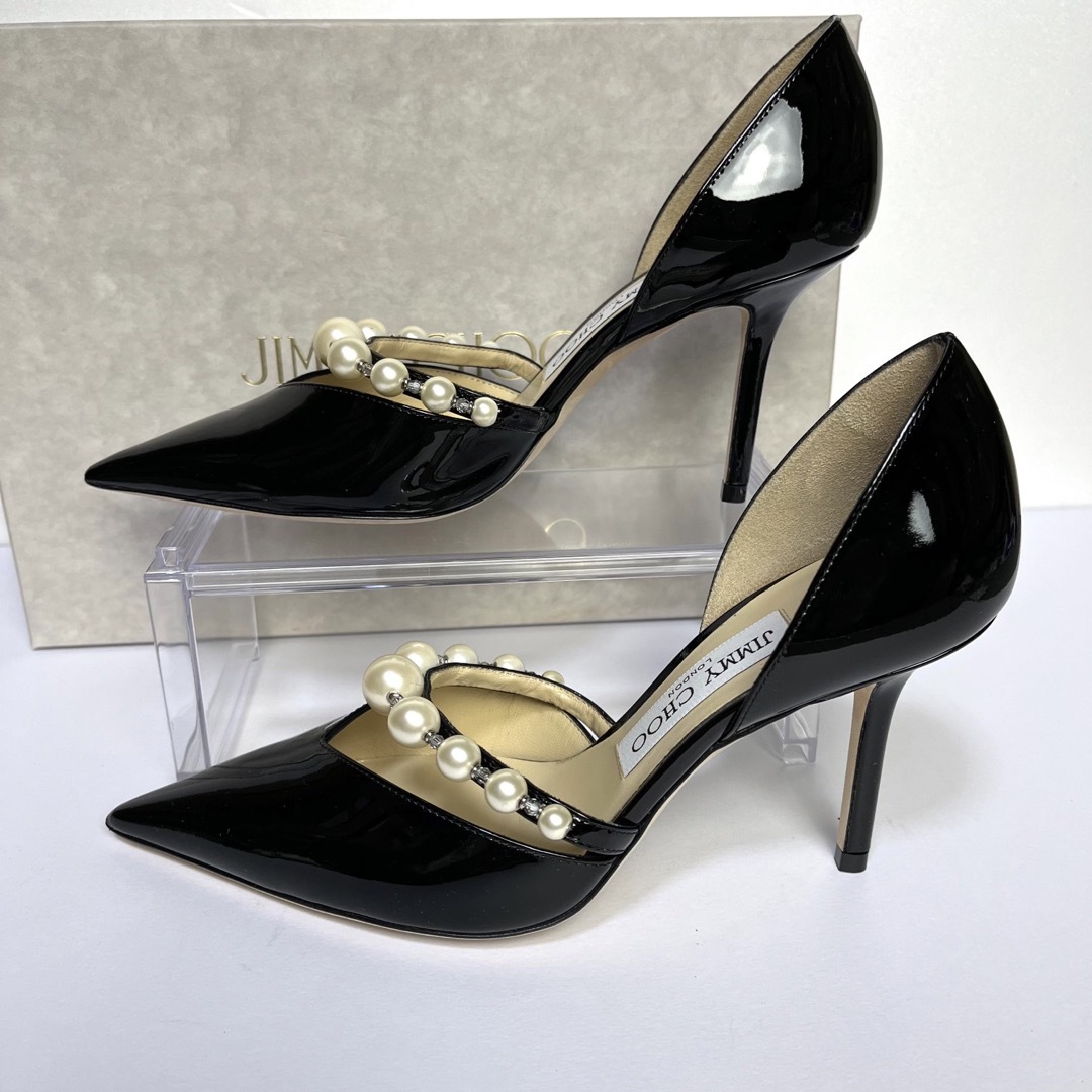 36.5 JIMMY CHOO Aurelie 85 パンプス　黒　パール