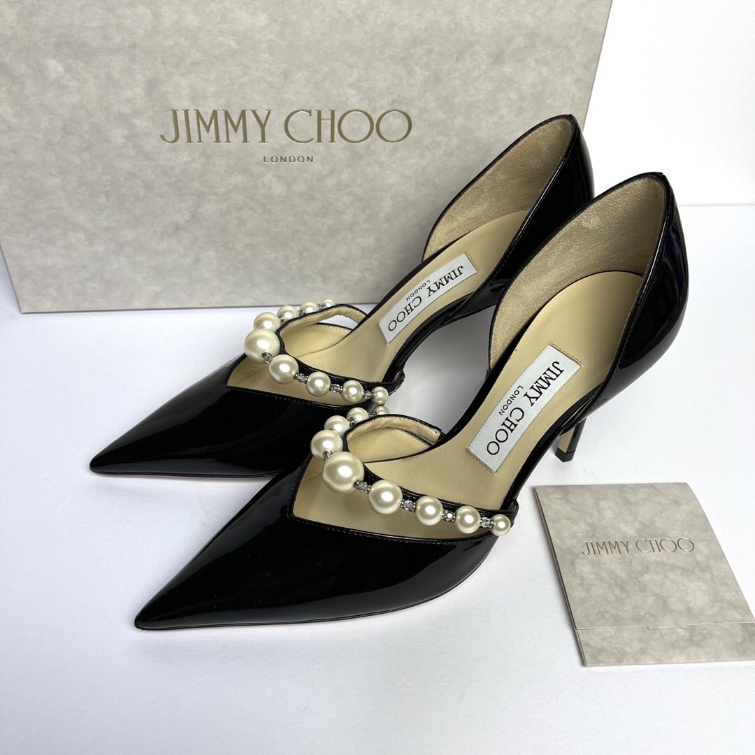 36.5 JIMMY CHOO Aurelie 85 パンプス　黒　パール