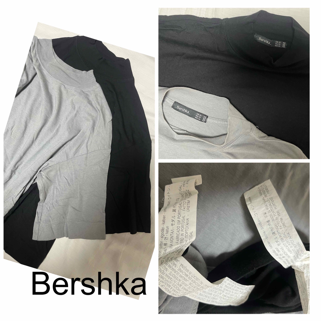 Bershka(ベルシュカ)のBershka ベルシュカ モックネック 五部袖 Tシャツ  各色 レディースのトップス(Tシャツ(半袖/袖なし))の商品写真