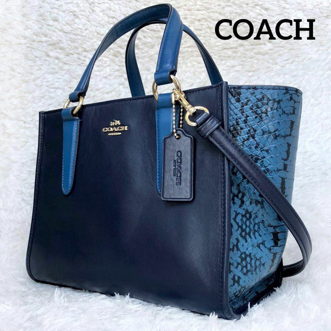 希少✨COACH✨美品 レザー トートバッグ ショルダー 2way パイソン-