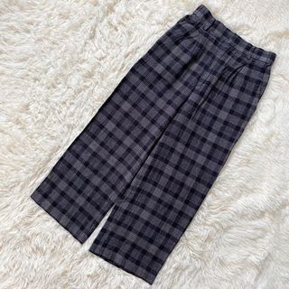 ビューティアンドユースユナイテッドアローズ(BEAUTY&YOUTH UNITED ARROWS)の美品　ユナイテッドアローズ　ワイドパンツ　麻　リネン　黒　グレー　M(カジュアルパンツ)