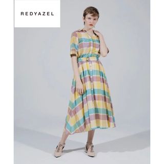 レディアゼル(REDYAZEL)のREDYAZEL レディアゼル　カラーチェックシャツワンピース　Mサイズ(ロングワンピース/マキシワンピース)