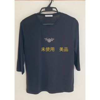 カットソー　ブラック七分袖　ワンポイント　(Tシャツ/カットソー(七分/長袖))