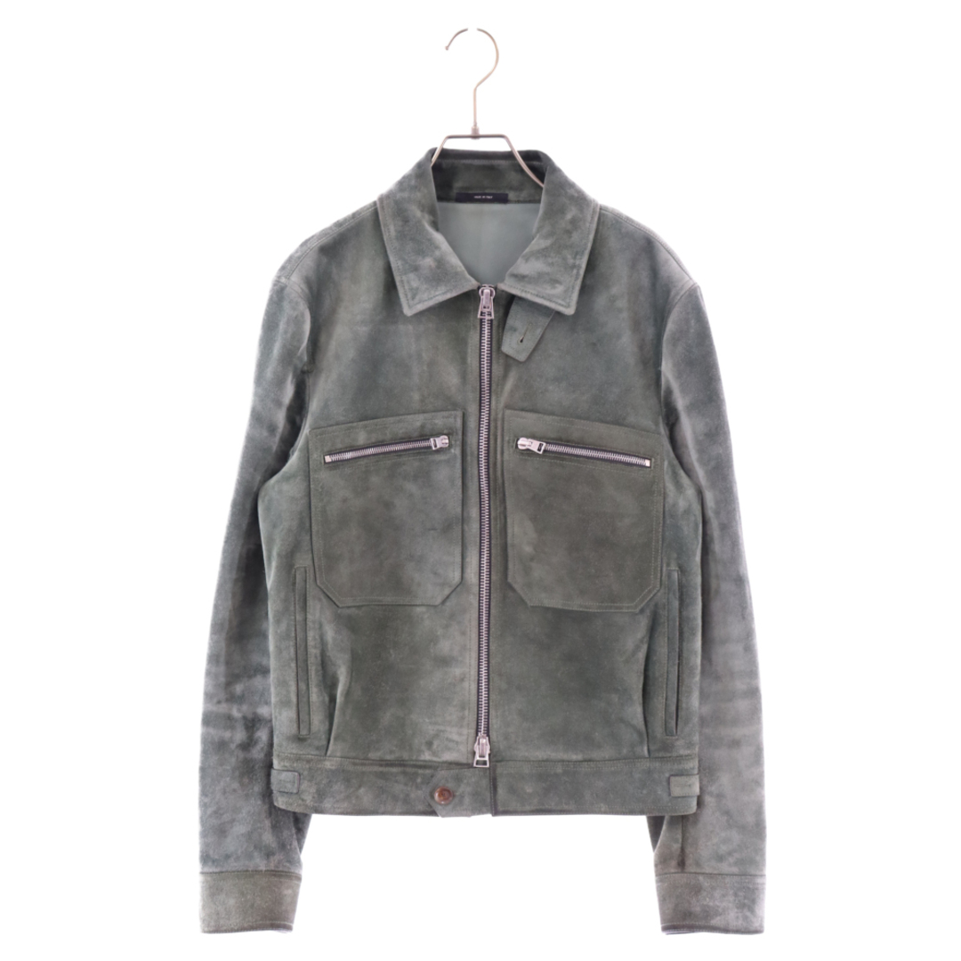 TOM FORD(トムフォード)のTOM FORD トムフォード 17AW Suede Leather Jacket スウェードレザージャケット グリーン BN417 メンズのジャケット/アウター(フライトジャケット)の商品写真