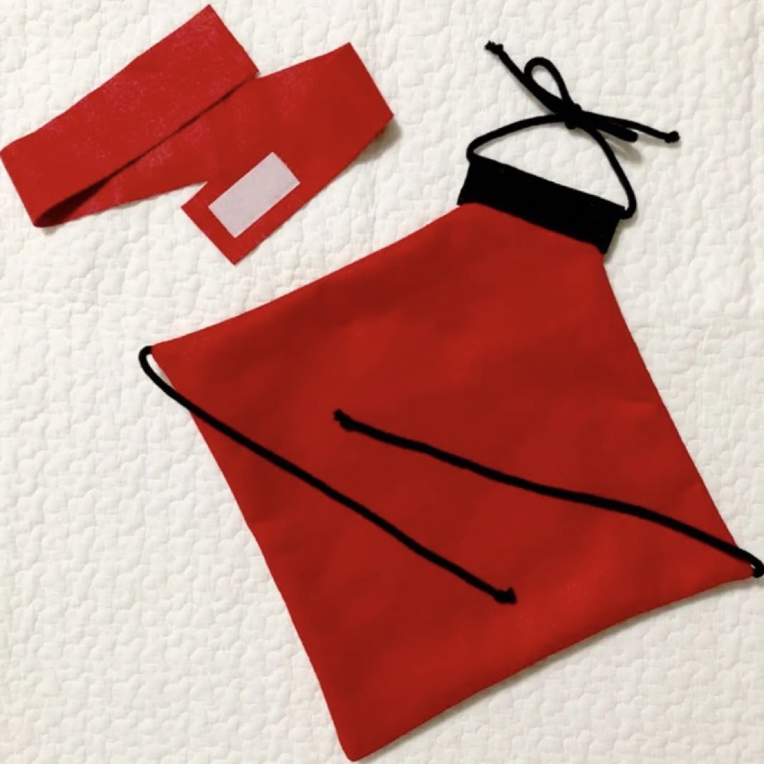 ハンドメイド　金太郎さん前掛け　赤 ハンドメイドのキッズ/ベビー(ファッション雑貨)の商品写真
