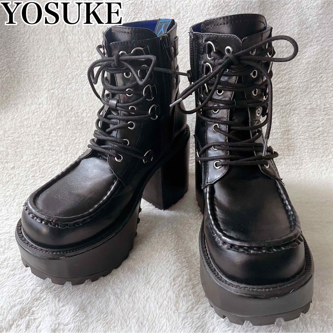 YOSUKE(ヨースケ)のyosuke 厚底　レースアップ　ベルトブーツ　ヨースケ　ショートブーツ レディースの靴/シューズ(ブーツ)の商品写真