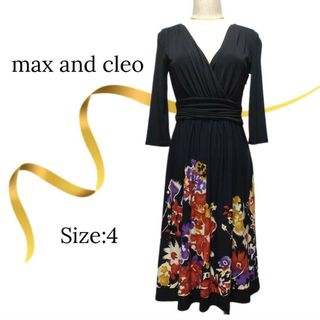 ビーシービージーマックスアズリア(BCBGMAXAZRIA)の★美品★マックスアンドクレオ　ジャージーワンピース　ドレス　ブラック(ひざ丈ワンピース)