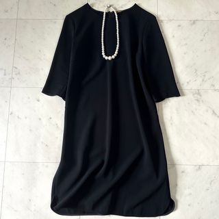 ドゥーズィエムクラス(DEUXIEME CLASSE)の極美品♪ドゥーズィエムクラス トリアセジョーゼットワンピース 黒 muse(ひざ丈ワンピース)