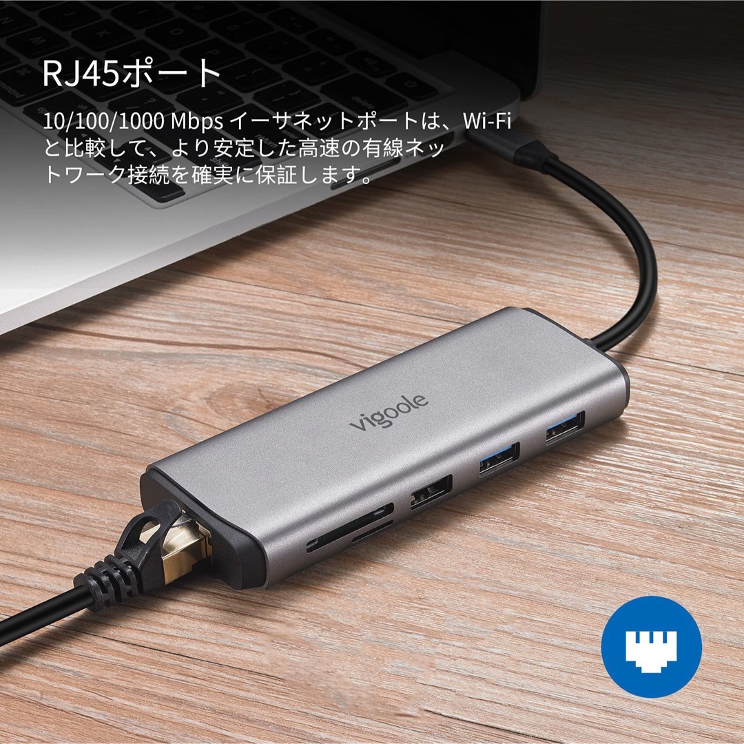 vigoole USB C ハブ 8-in-1 lan