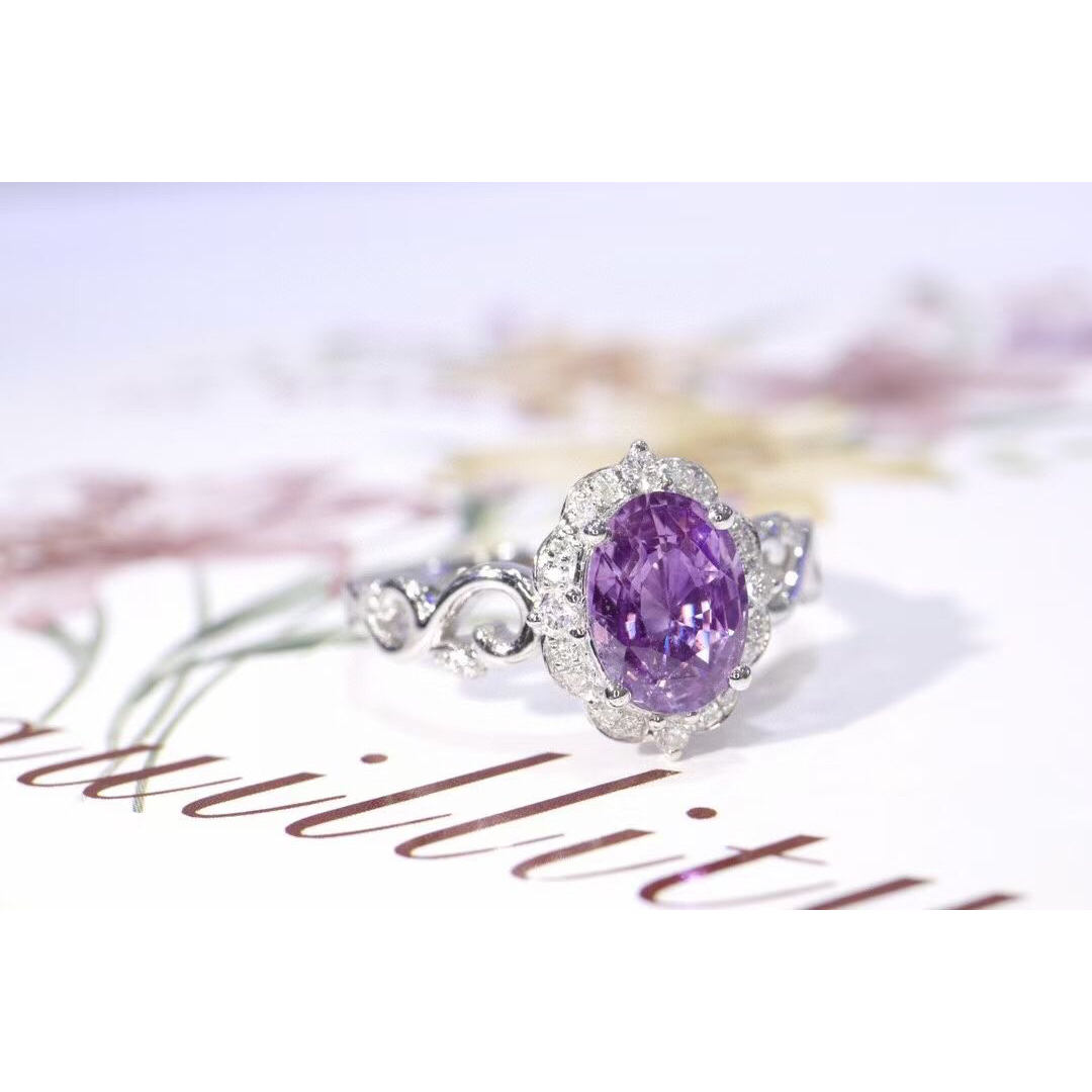 天然 パープル サファイア ダイヤ リング1.29ct k18 f