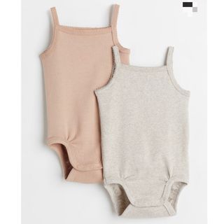 エイチアンドエム(H&M)のコットンリブボディスーツ　２枚セット　H&M ベビー　80(肌着/下着)