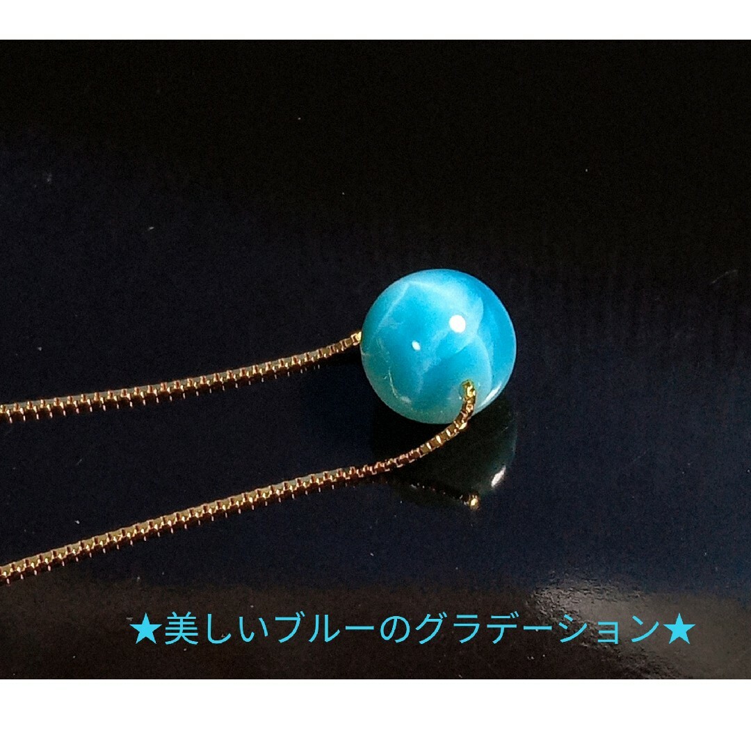 ✿美麗極上ラリマー８.6mm珠玉〘カリブ海の贈り物〙ネックレス