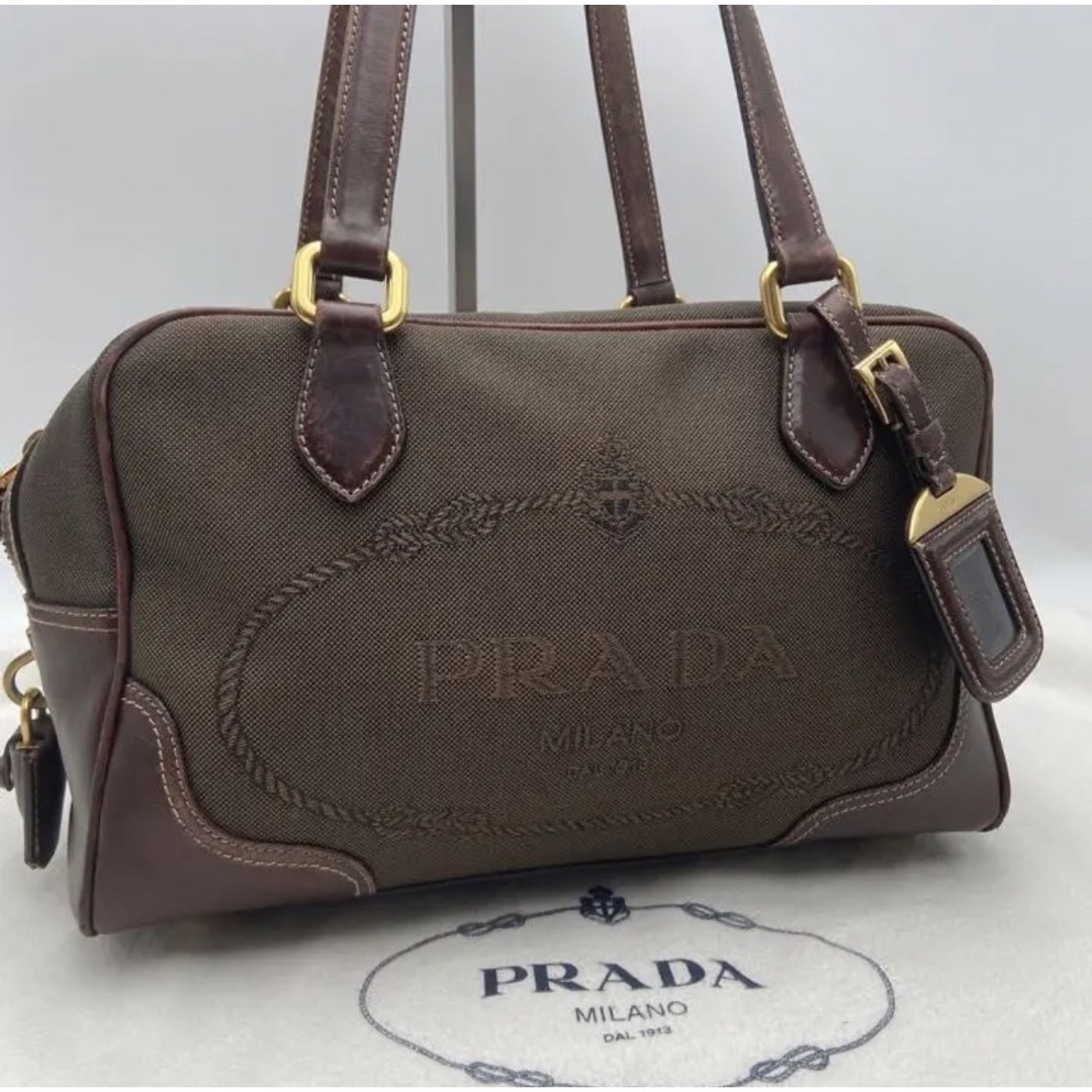 ◇激レア◇プラダ PRADA トートバッグ ロゴジャガード ブラウン