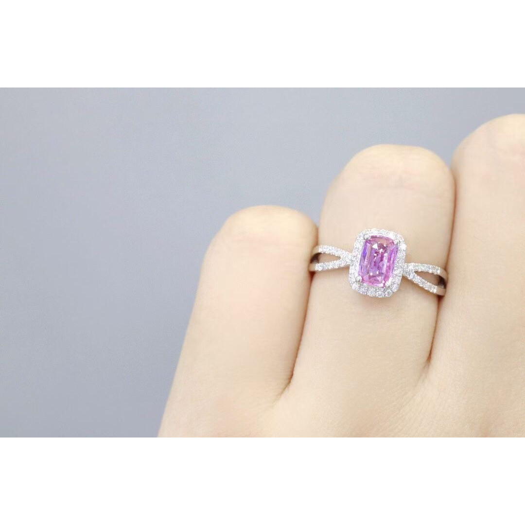 天然 パパラチアサファイア ダイヤ リング1.11ct k18 f