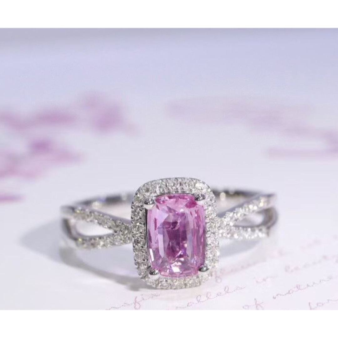 天然 パパラチアサファイア ダイヤ リング1.00ct k18 f - リング(指輪)