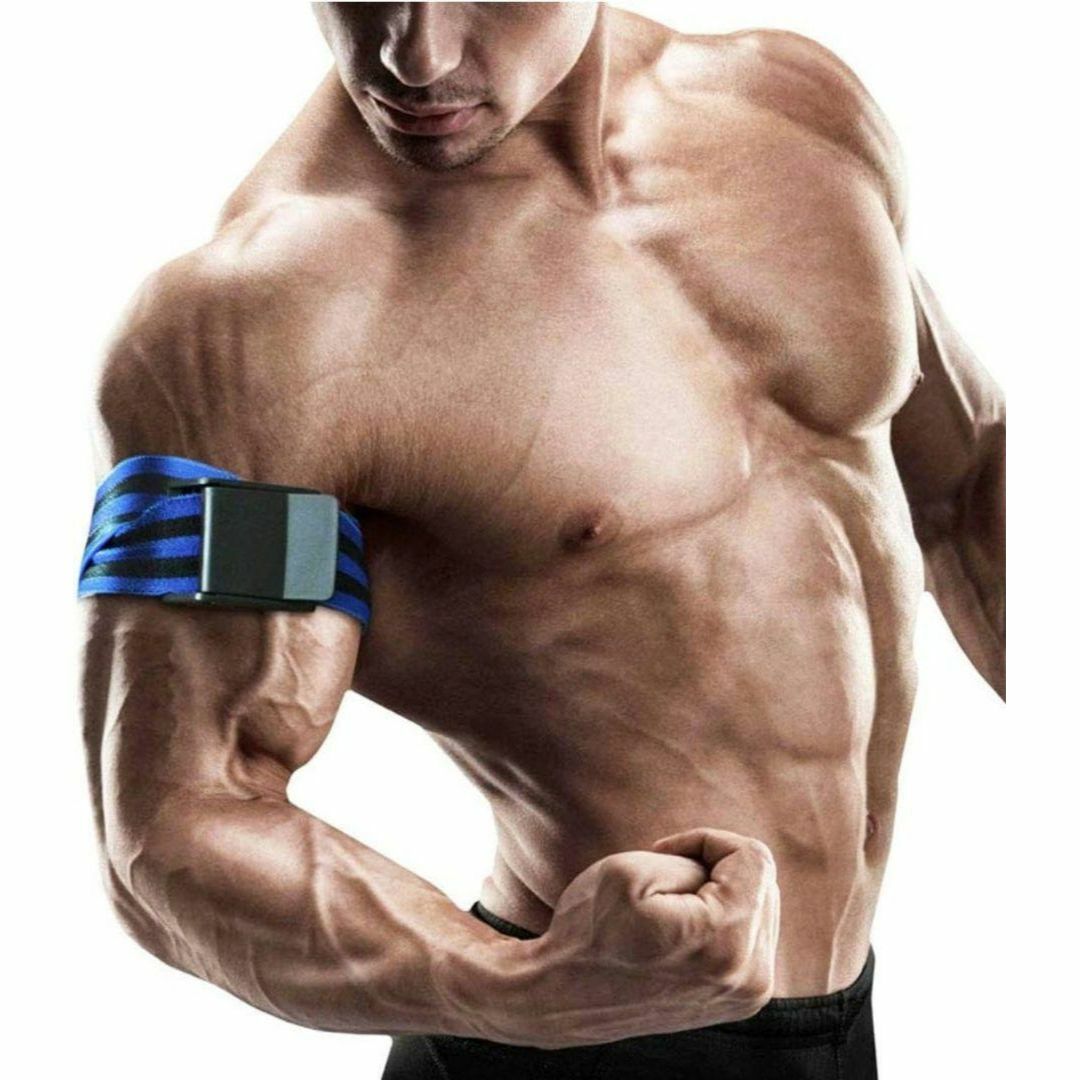 アームブラスター　2本セット　ブルー　 加圧ベルト　  血流制限トレーニング スポーツ/アウトドアのトレーニング/エクササイズ(トレーニング用品)の商品写真