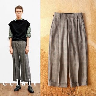 美品 マーガレットハウエル クロップド ワイドパンツ ストライプ