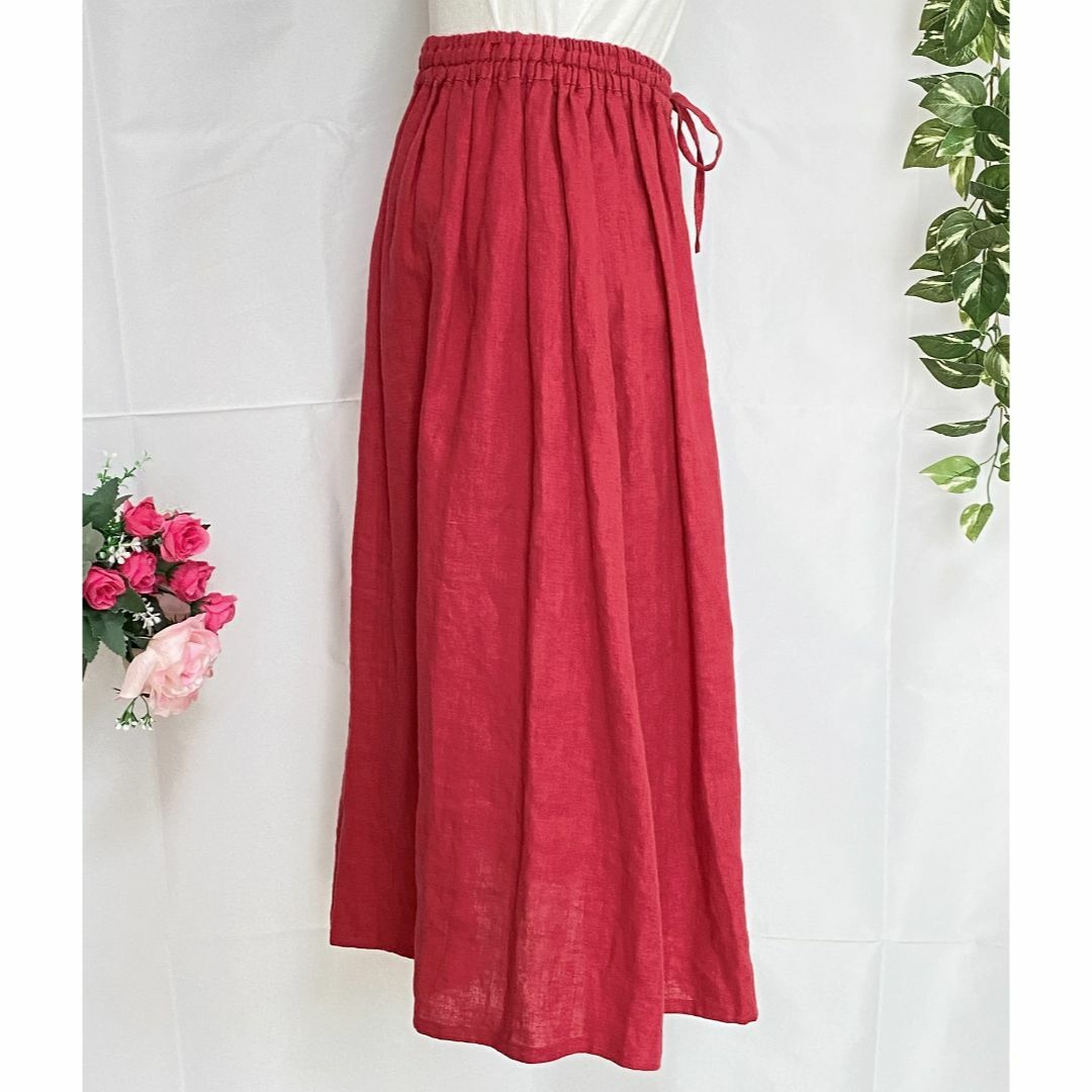 YARRA(ヤラ)のヤラ レディース リネンギャザースカート 赤 レディースのスカート(ロングスカート)の商品写真