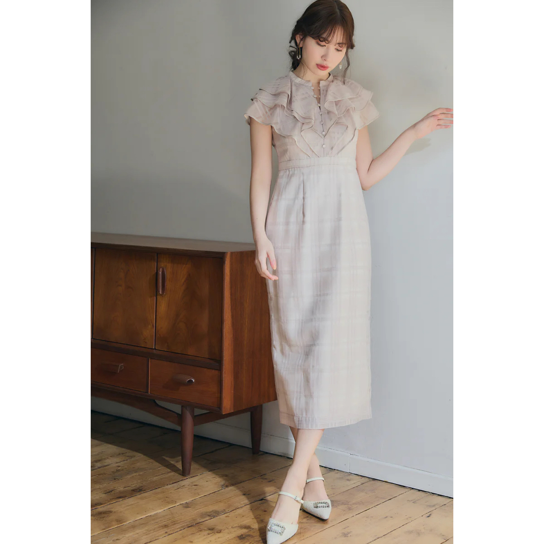 SplitHLT / Split Ruffled Check Organza Dress