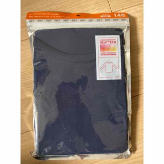 ユニクロ(UNIQLO)のユニクロ　キッズ　ヒートテック　UネックT 九分袖　ネイビー　長袖　インナー(Tシャツ/カットソー)