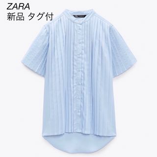 ザラ(ZARA)の新品 未使用 タグ付き ZARA プリーツ シャツ ブラウス(シャツ/ブラウス(半袖/袖なし))