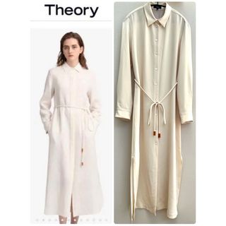 極美品☆Theory ロング　シャツ　ワンピース　アイボリー　クリーム