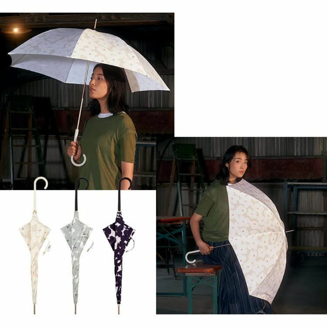 【2023年】Wpc. 雨傘 ハナプリント グレー 長傘 58cm レディース 2