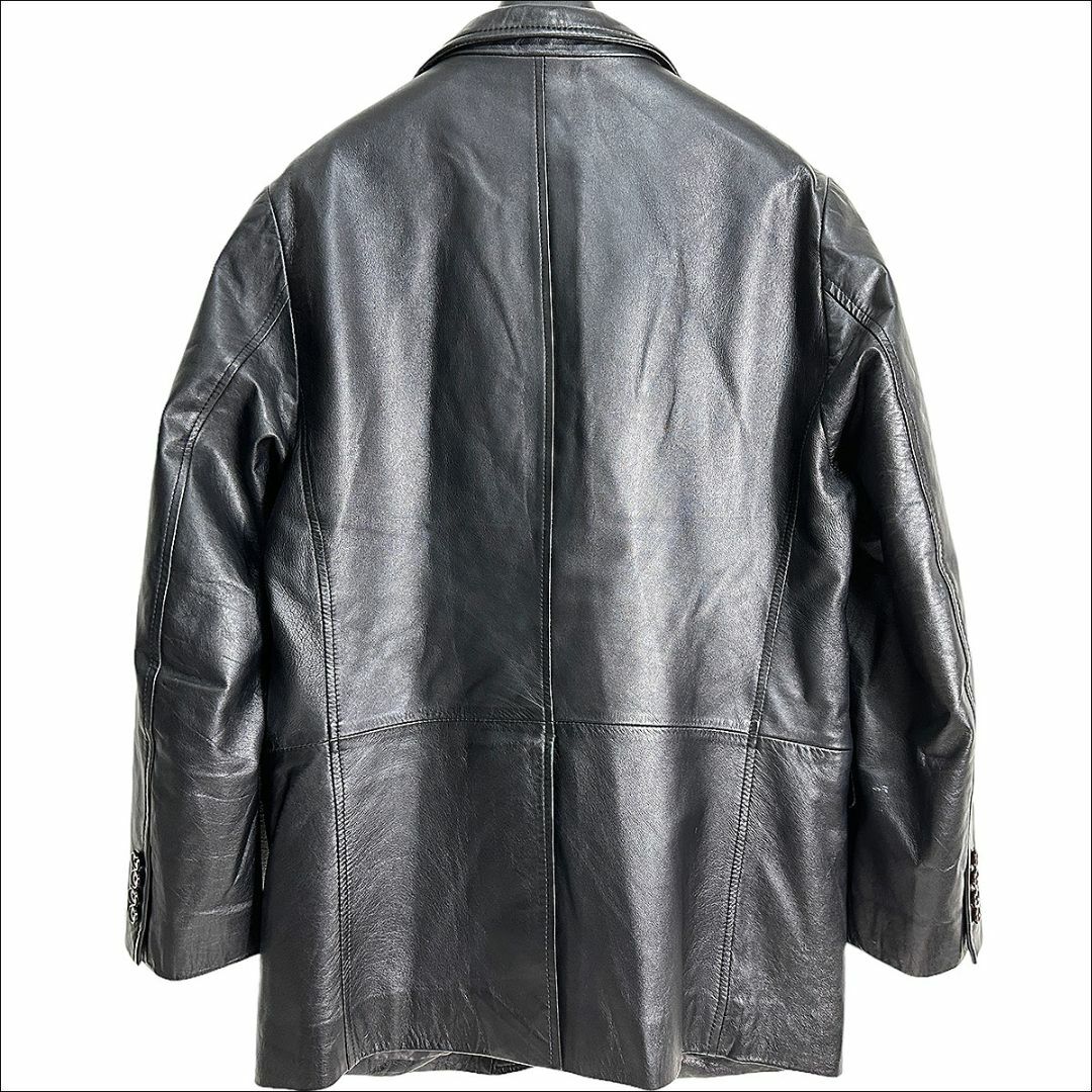 J7049美品 TETSU s.p.a. ラムレザー テーラードジャケット黒46