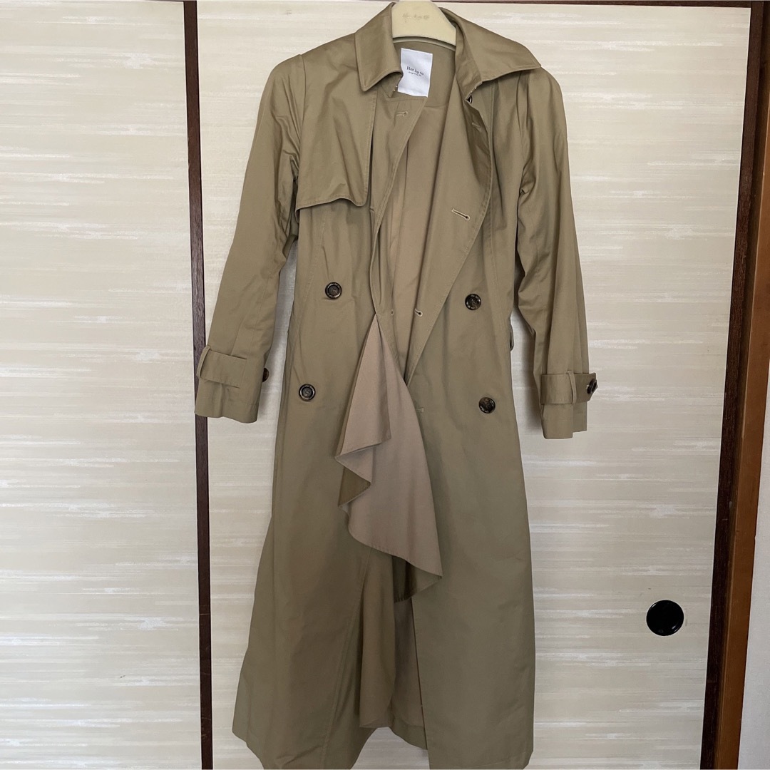 herlipto Gaba Ruffled Cotton Trench Coat