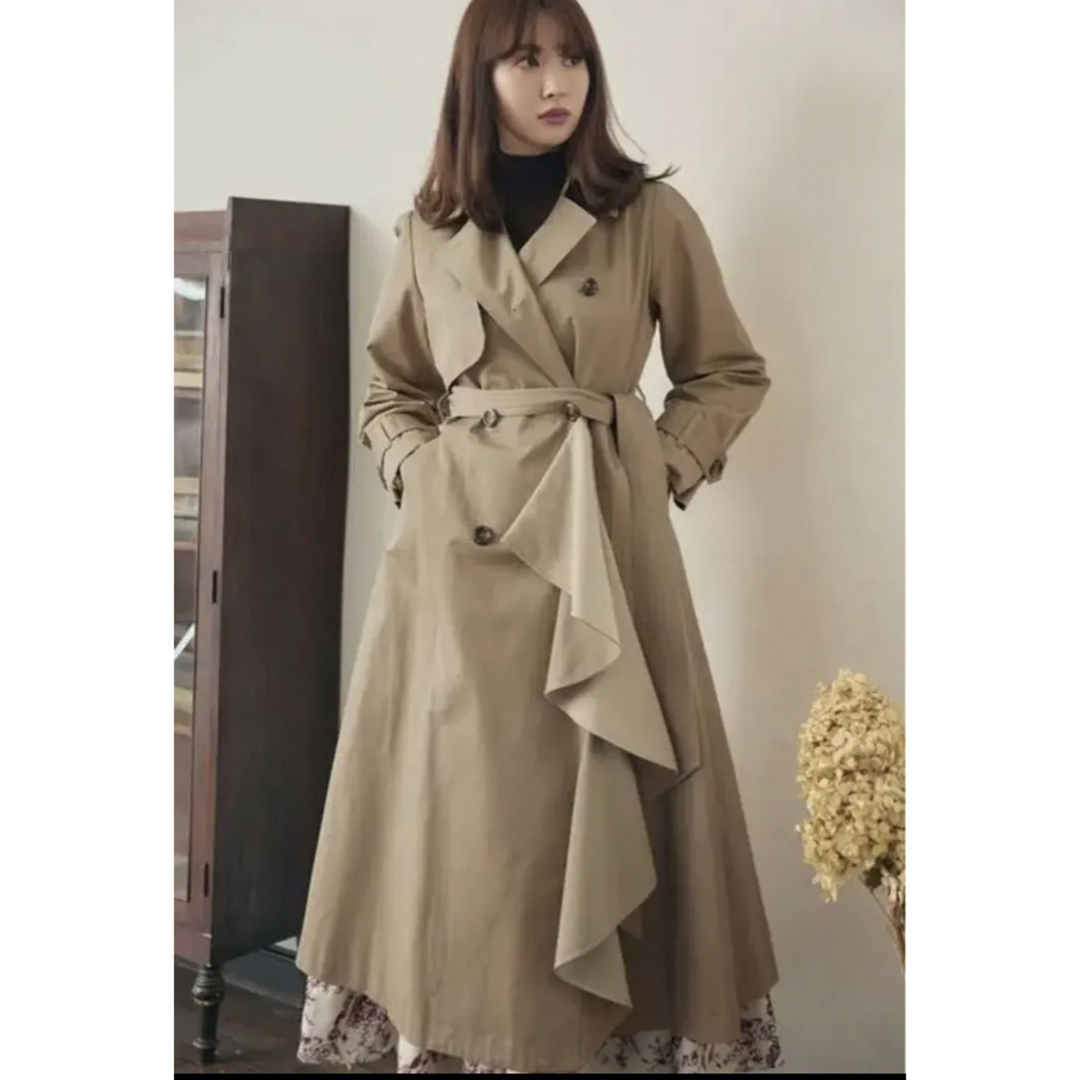 Herlipto Gaba Ruffled Cotton Trench Coat-