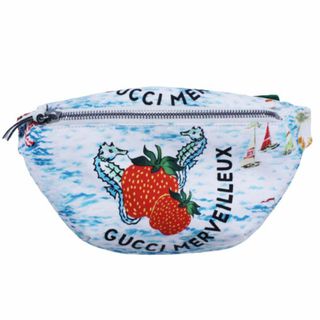 グッチ(Gucci)のグッチ GUCCI バッグ キッズ ブランド チルドレンズ ボディバッグ ウエストバッグ ナイロン ブルー 502095 イチゴ タツノオトシゴ ミニバッグ 【中古】(ボディバッグ/ウエストポーチ)