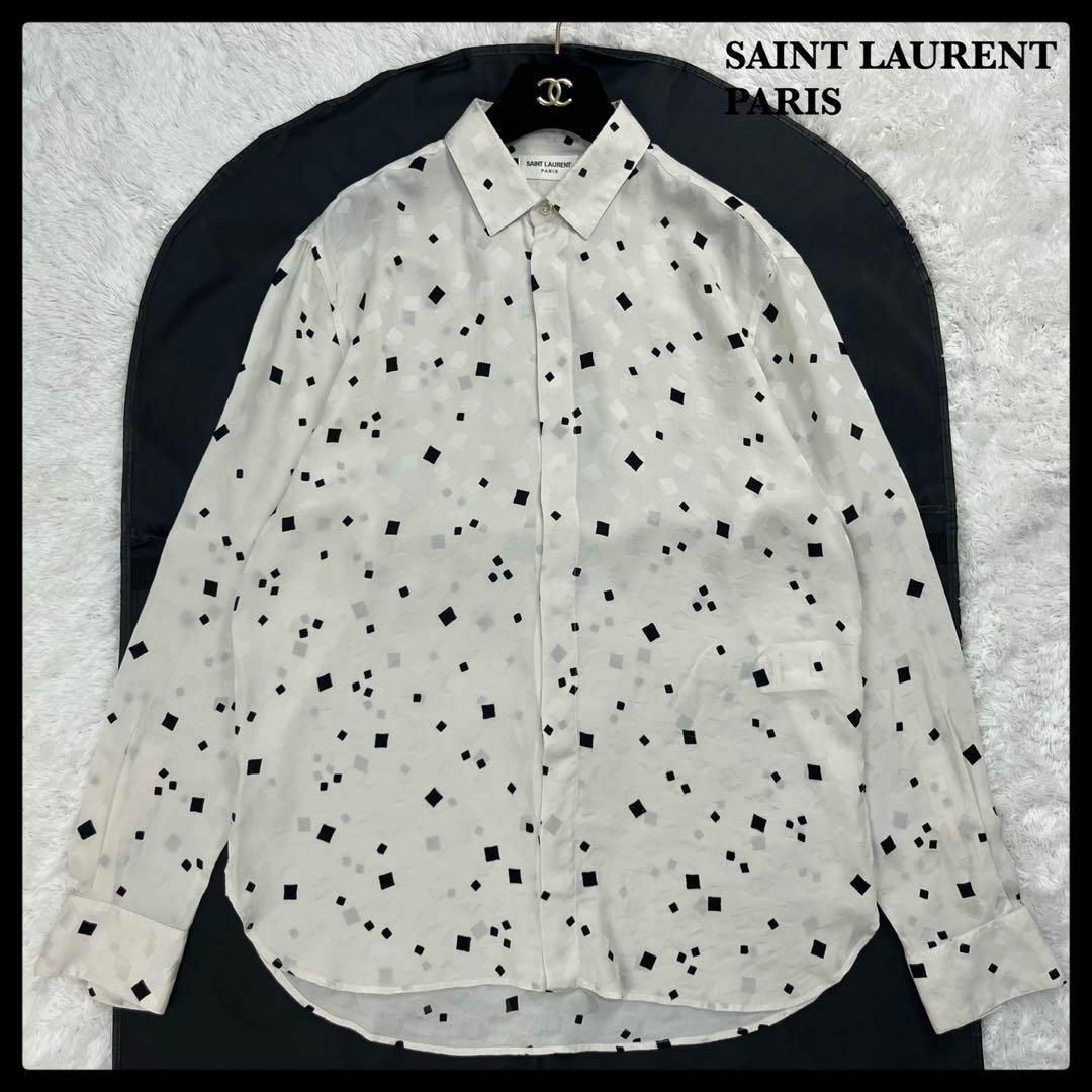 SAINT LAURENT PARIS 19SS シルク総柄 長袖シャツ