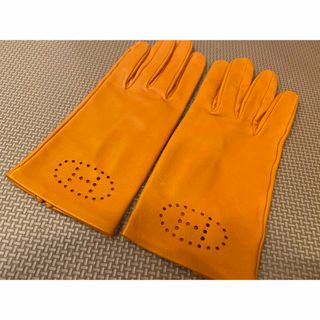 HERMES - HERMES ロゴレザー手袋 エルメスオレンジの通販 by