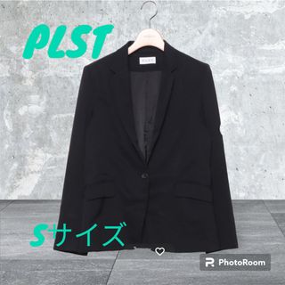 PLST プラステ テーラードジャケット S 紺x白(ストライプ)