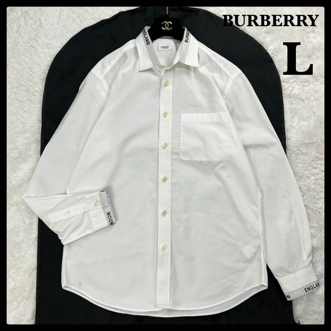 BURBERRY - 【人気Lサイズ】バーバリー☆文字ロゴ入り長袖シャツ