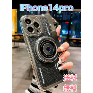 iPhone14Pro スマホケース カメラ型 レトロ ストラップ 韓国(iPhoneケース)