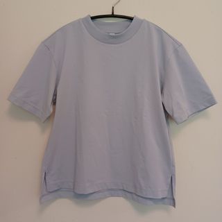 ユニクロ(UNIQLO)の美品　ユニクロ　エアリズムコットンT　半袖　XS　ライトブルー(Tシャツ(半袖/袖なし))