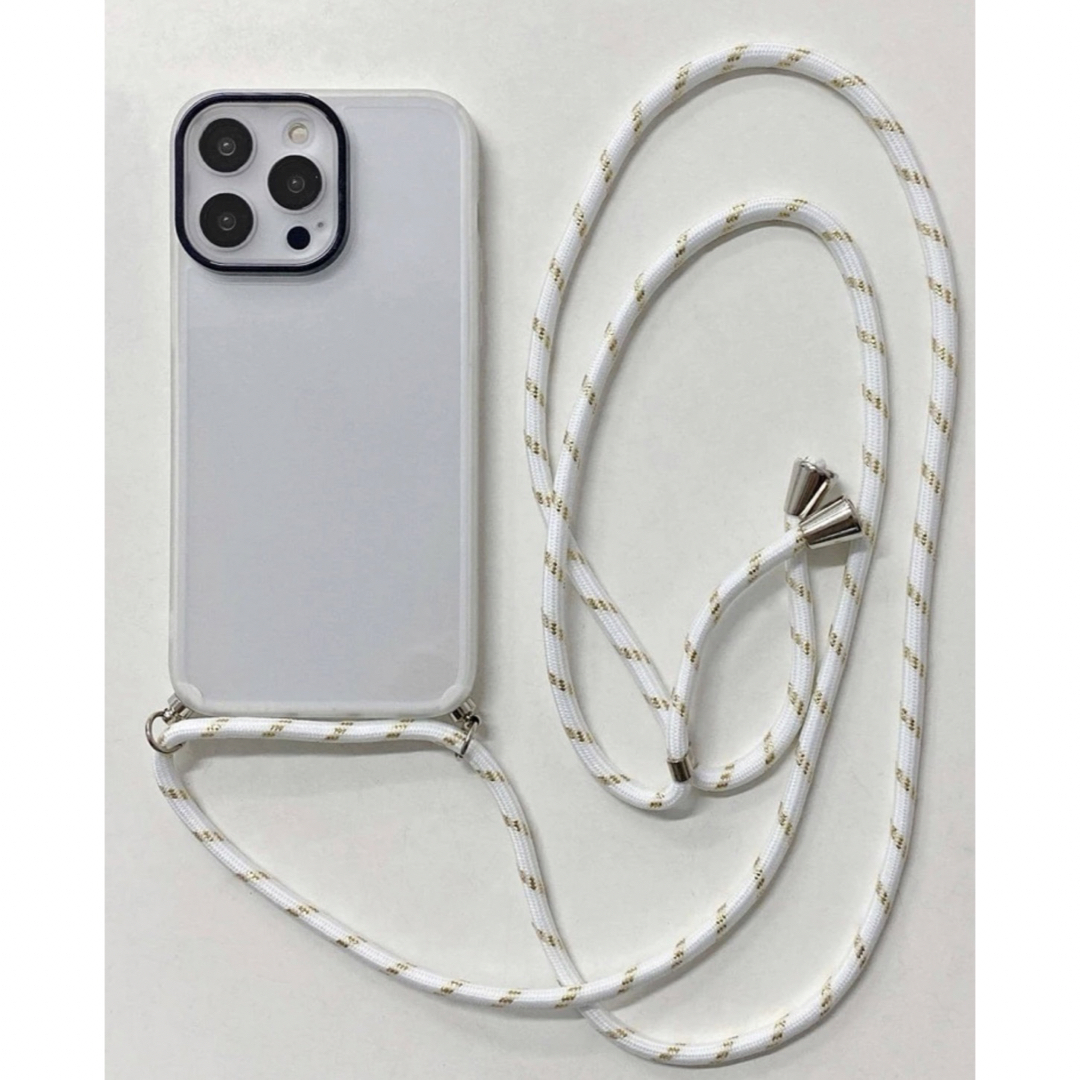 スマホケース iPhone12Pro ホワイト シンプル ストラップ付き 韓国 スマホ/家電/カメラのスマホアクセサリー(iPhoneケース)の商品写真