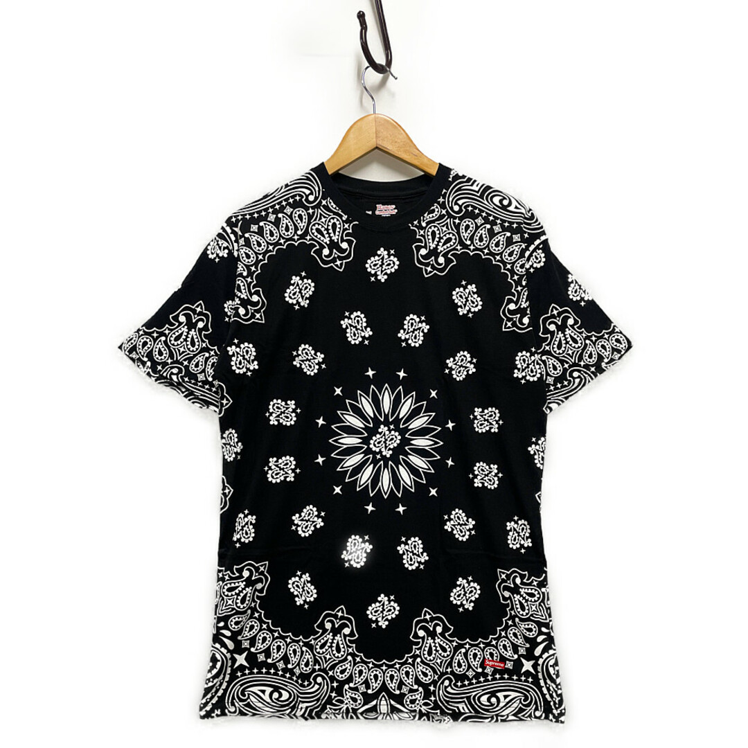 SUPREME シュプリーム Hanes Bandana Tagless Tee バンダナ柄 Tシャツ 一枚 半袖Ｔシャツ 黒 サイズM 正規品 / B4289